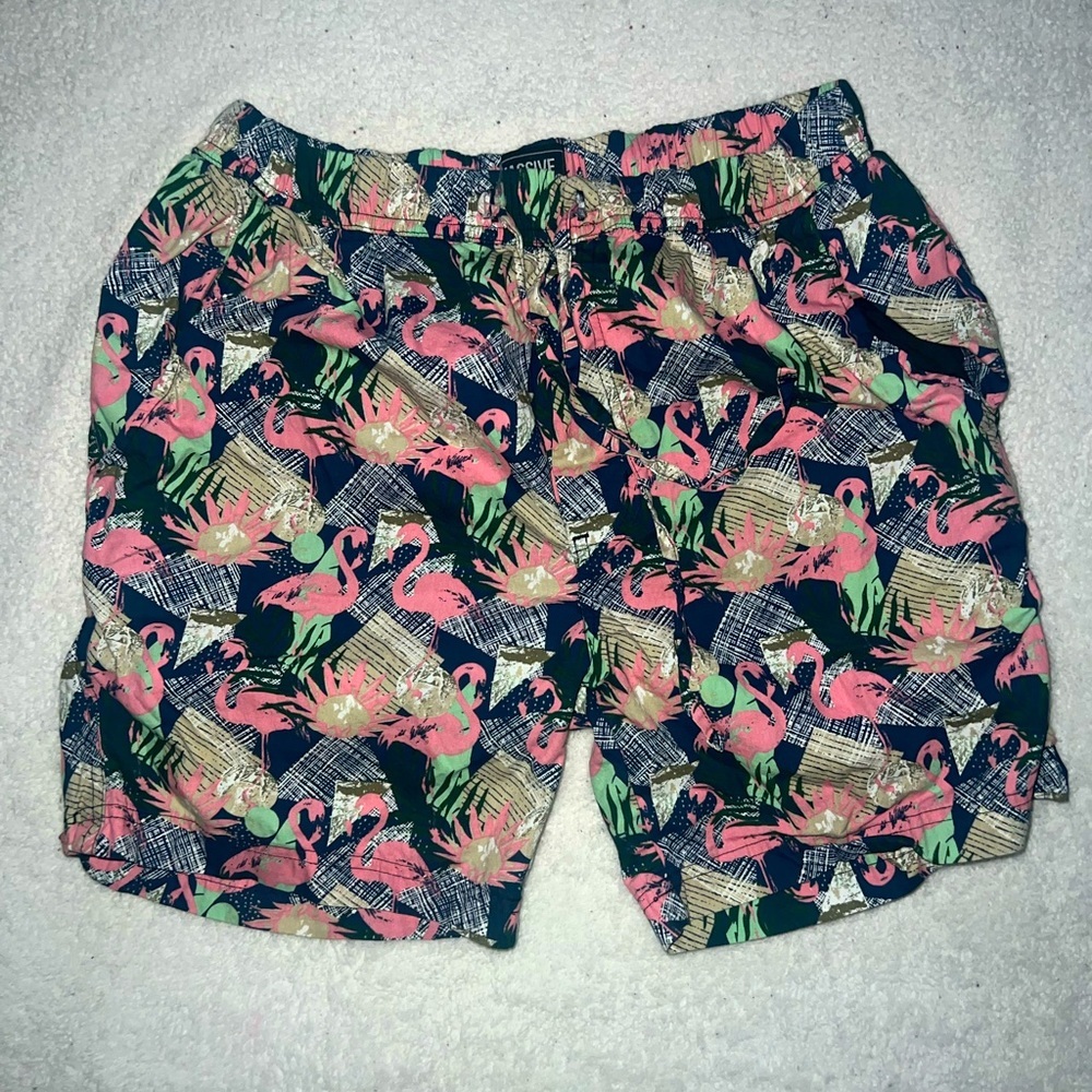 Super Massive Shop Men’s Flamingo Swimming Trunks | Blue | Pink |